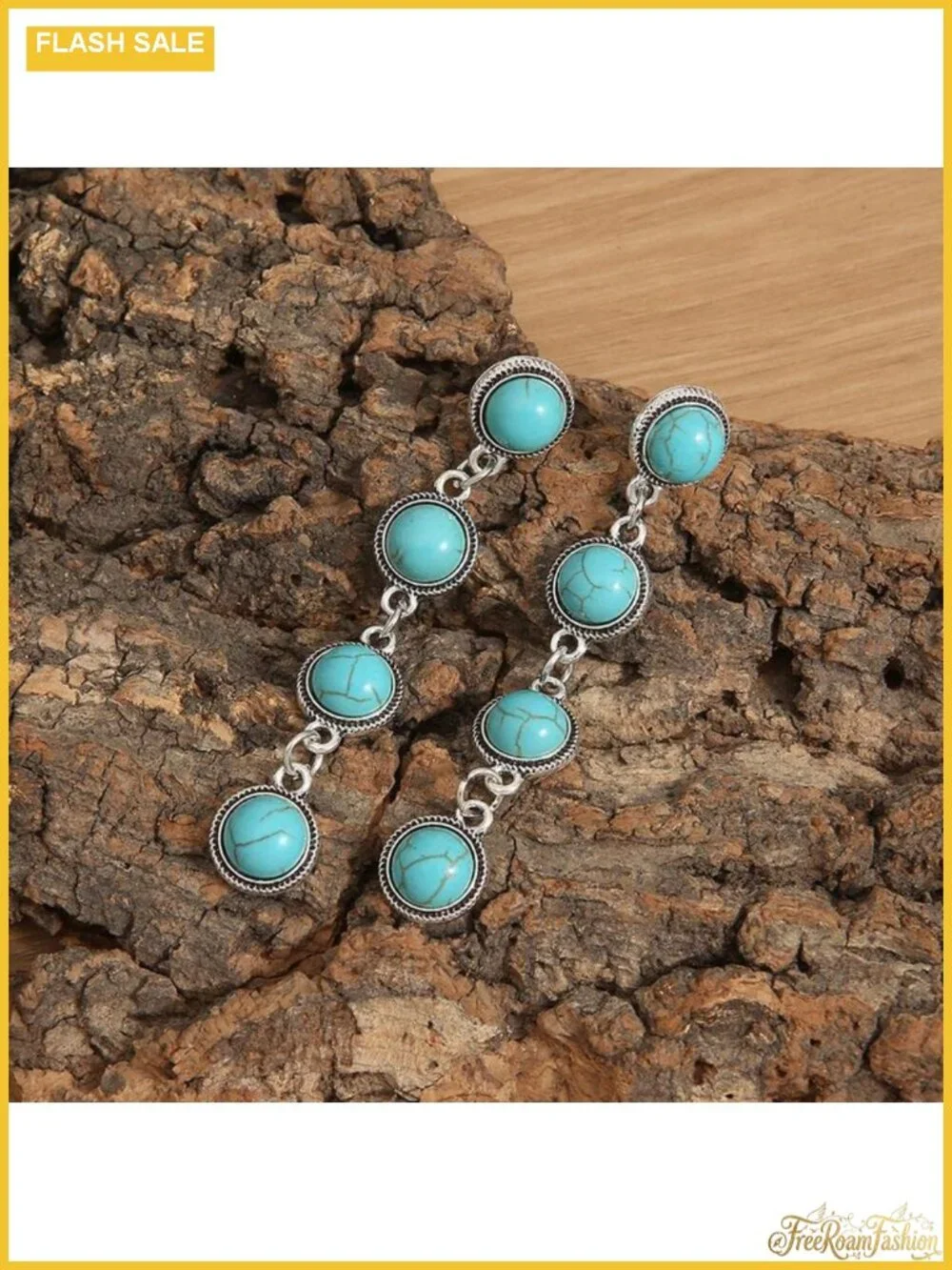 Boho Turquoise Drop Dangle Earrings for Women Western Flower Teardrop Alloy